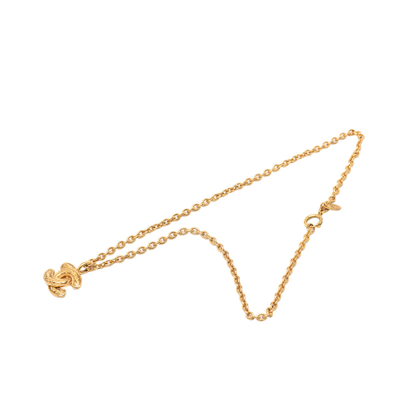 Gold Plated Quilted CC Pendant Necklace - Image 5