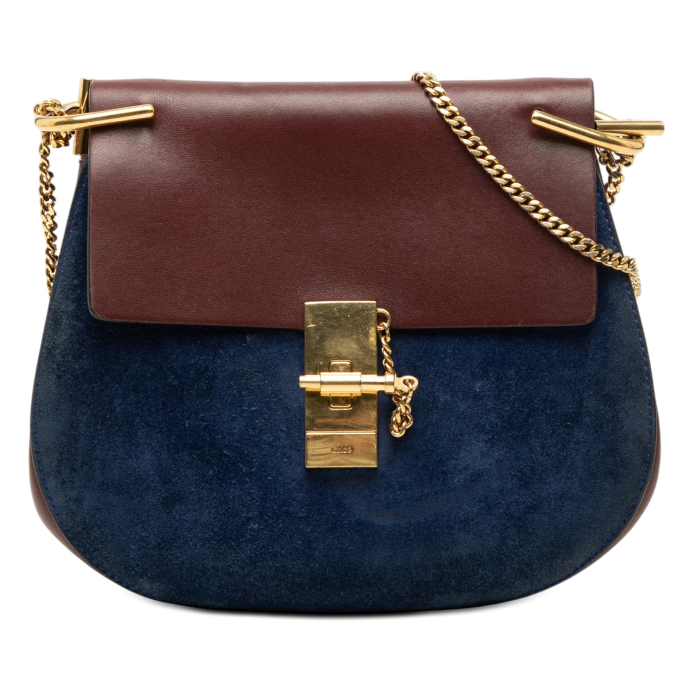 Small Bicolor Suede and Calfskin Drew Crossbody - Image 1