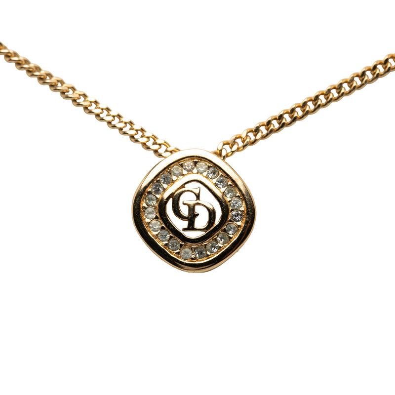Gold Plated Crystal CD Diamond Pendant Necklace