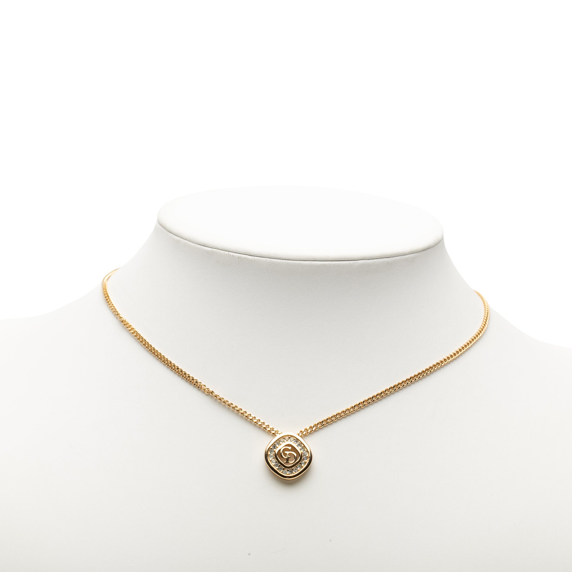 Gold Plated Crystal CD Diamond Pendant Necklace - Image 5