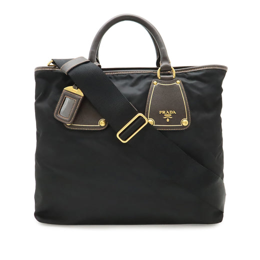 Saffiano Trimmed Tessuto Satchel - Image 1