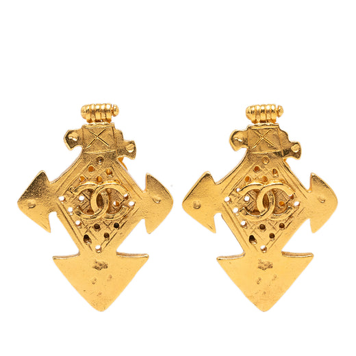 CC Gold Plated Cross Clip On Earrings - Image 1