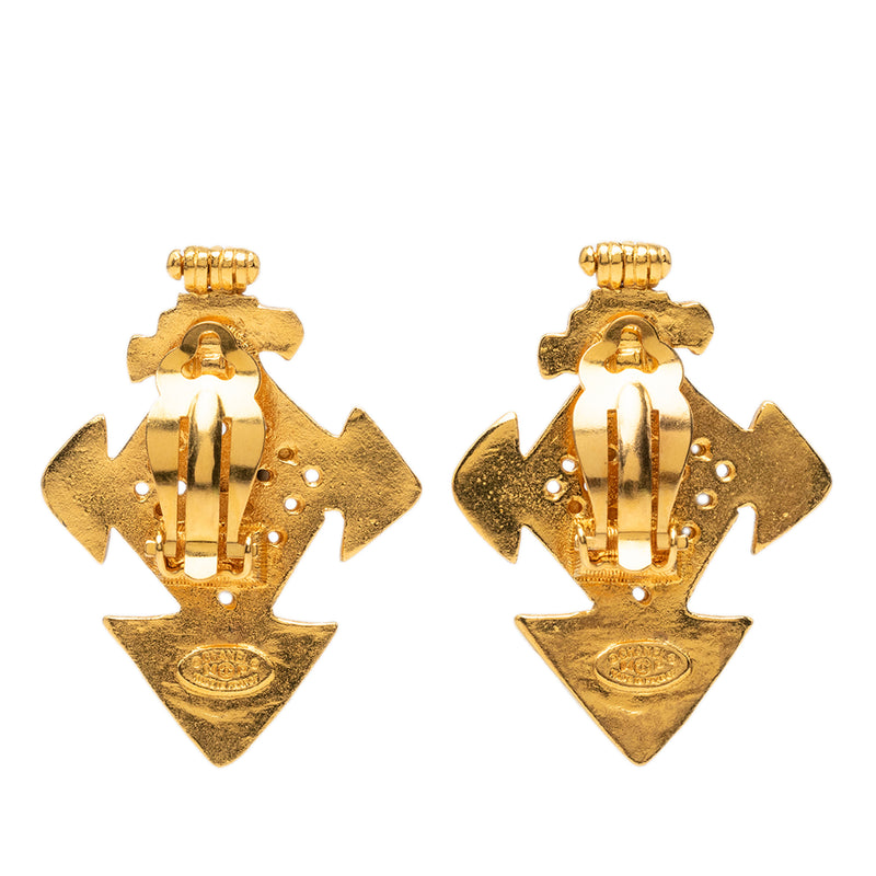 CC Gold Plated Cross Clip On Earrings - Image 2