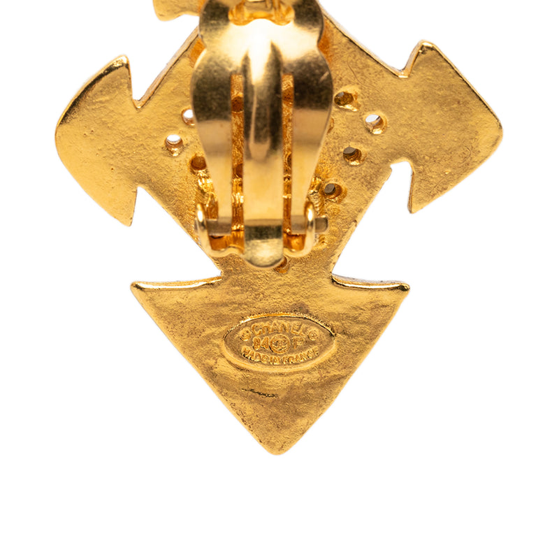 CC Gold Plated Cross Clip On Earrings - Image 3