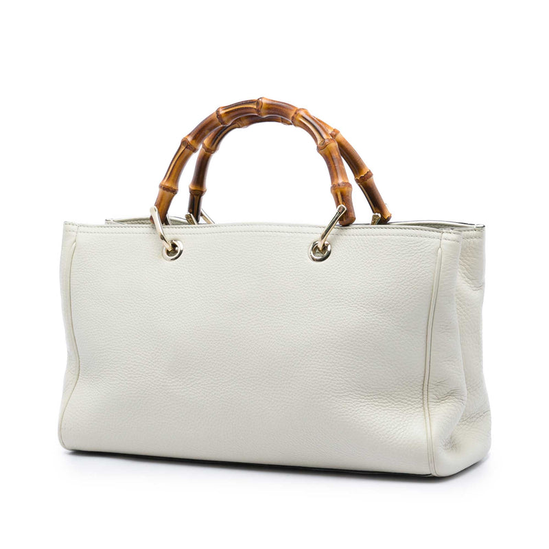 Medium Calfskin Bamboo Shopper Satchel - Image 2