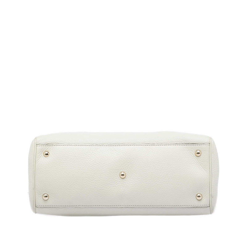Medium Calfskin Bamboo Shopper Satchel - Image 3