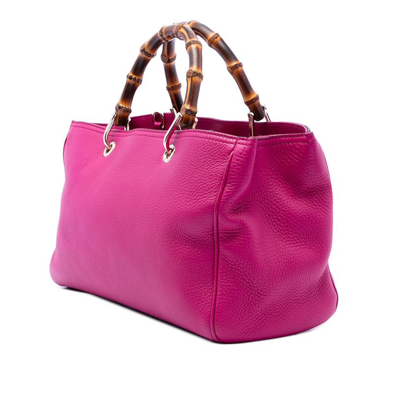 Medium Calfskin Bamboo Shopper Satchel - Image 2