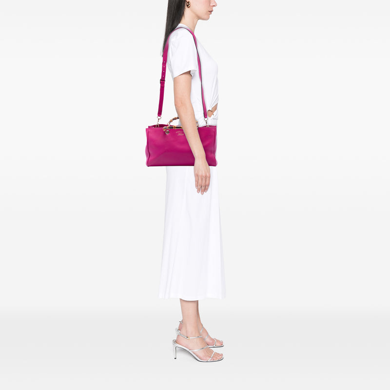 Medium Calfskin Bamboo Shopper Satchel - Image 6