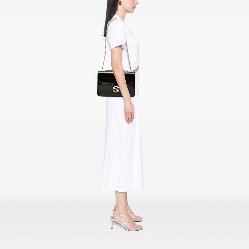 Medium Patent Interlocking G Crossbody - Image 6