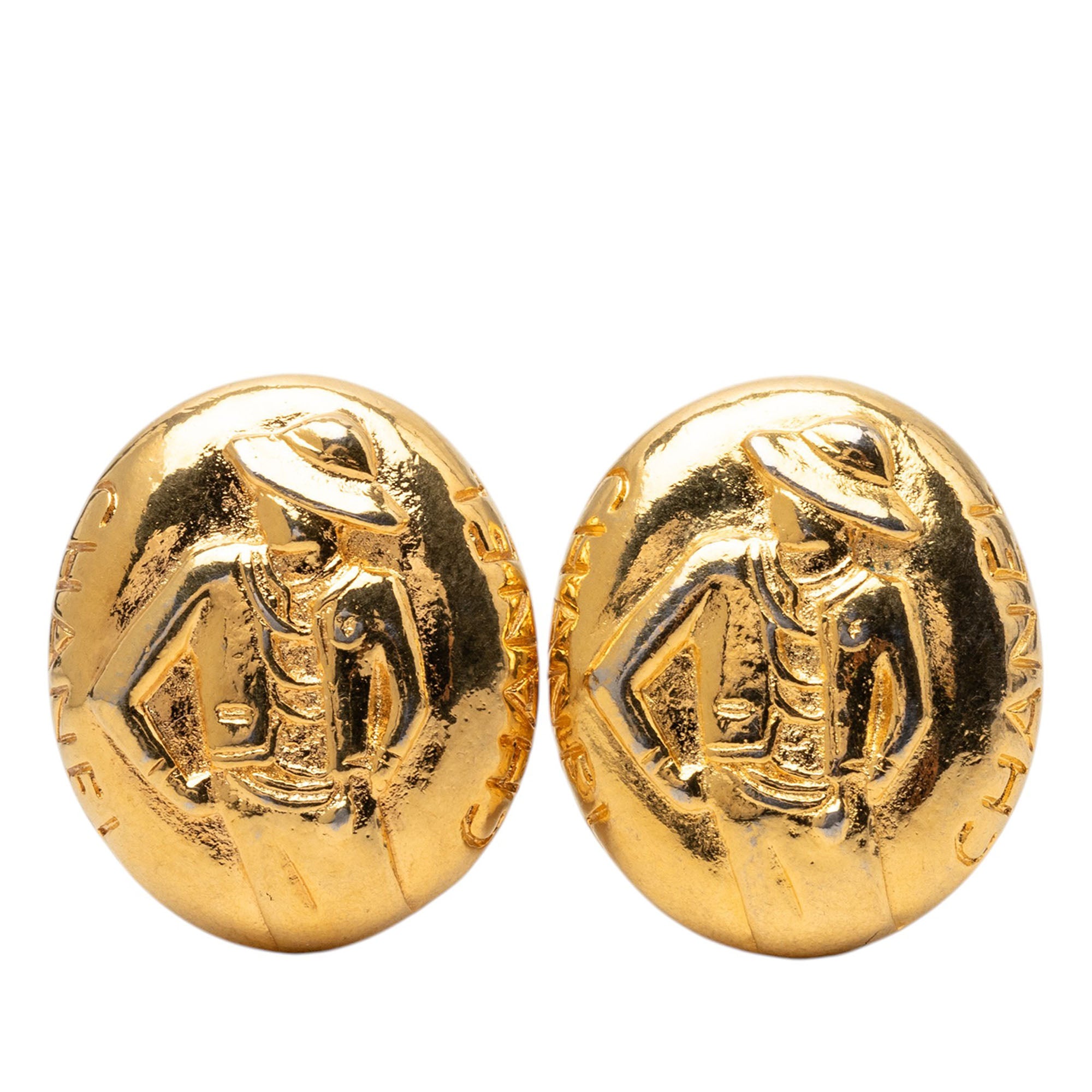 Gold Plated Mademoiselle Oval Clip On Earrings - Image 1