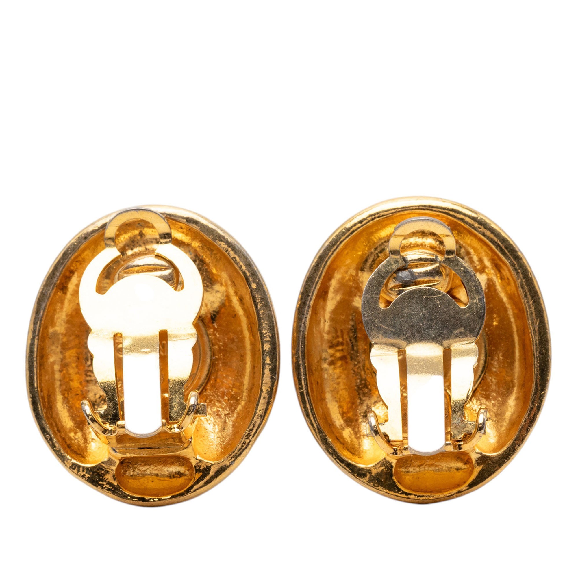 Gold Plated Mademoiselle Oval Clip On Earrings - Image 2