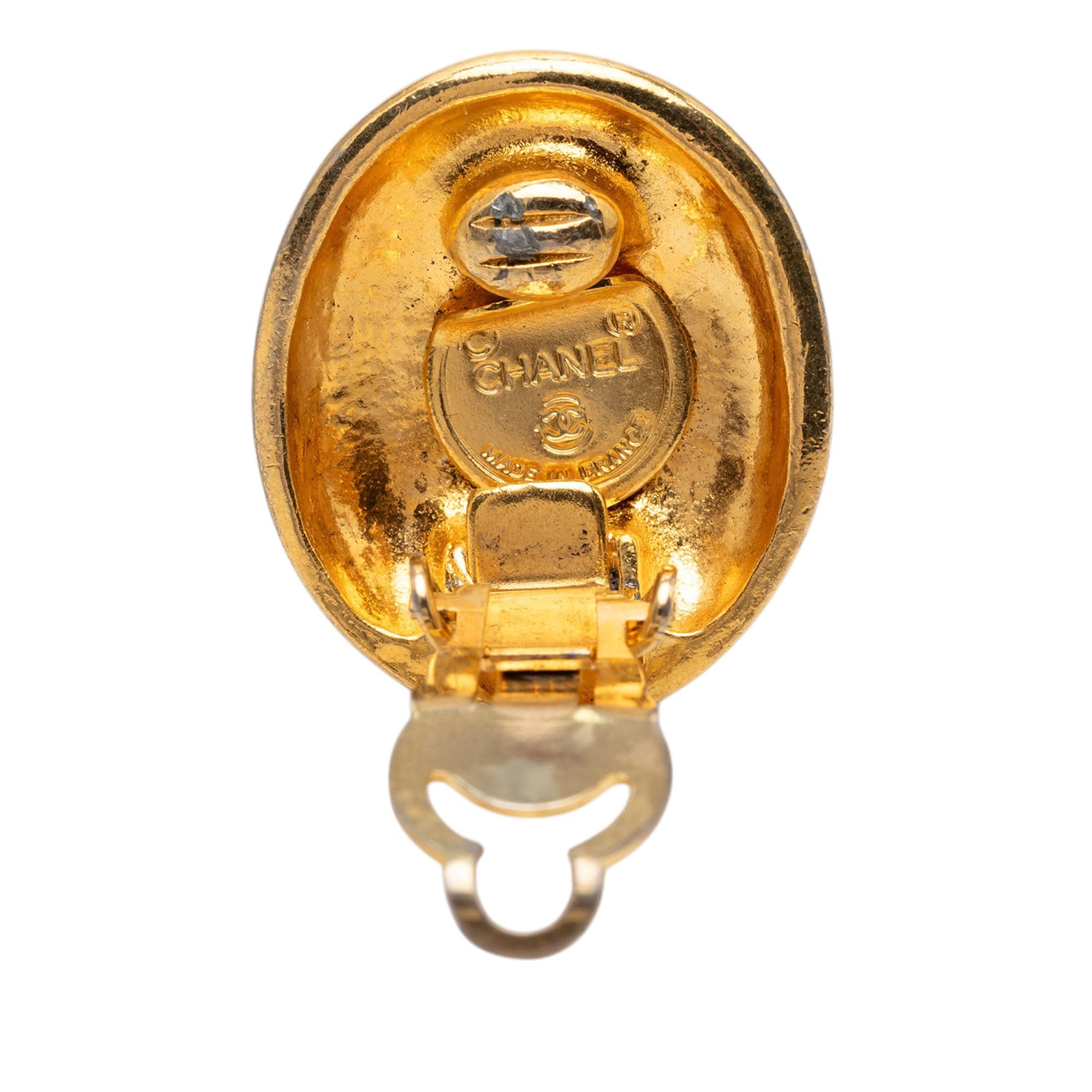 Gold Plated Mademoiselle Oval Clip On Earrings - Image 3