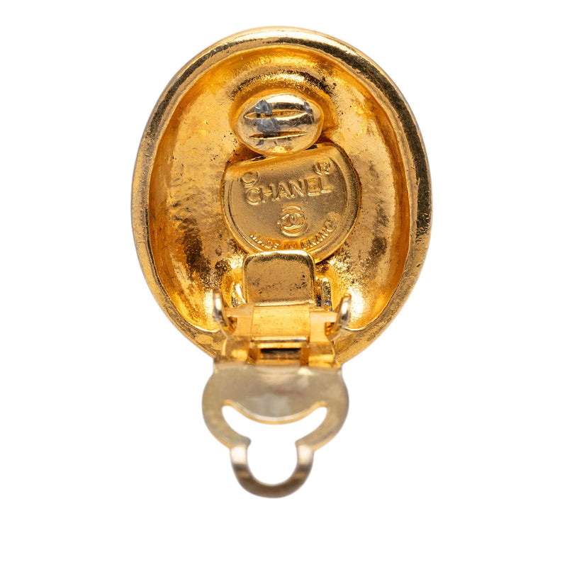 Gold Plated Mademoiselle Oval Clip On Earrings - Image 3