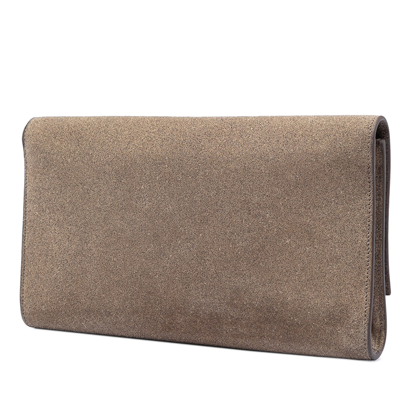 Large Stitched Suede Monogram Belle De Jour Clutch - Image 2