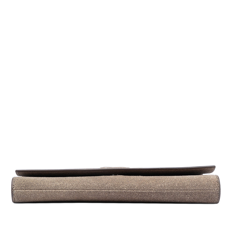 Large Stitched Suede Monogram Belle De Jour Clutch - Image 3