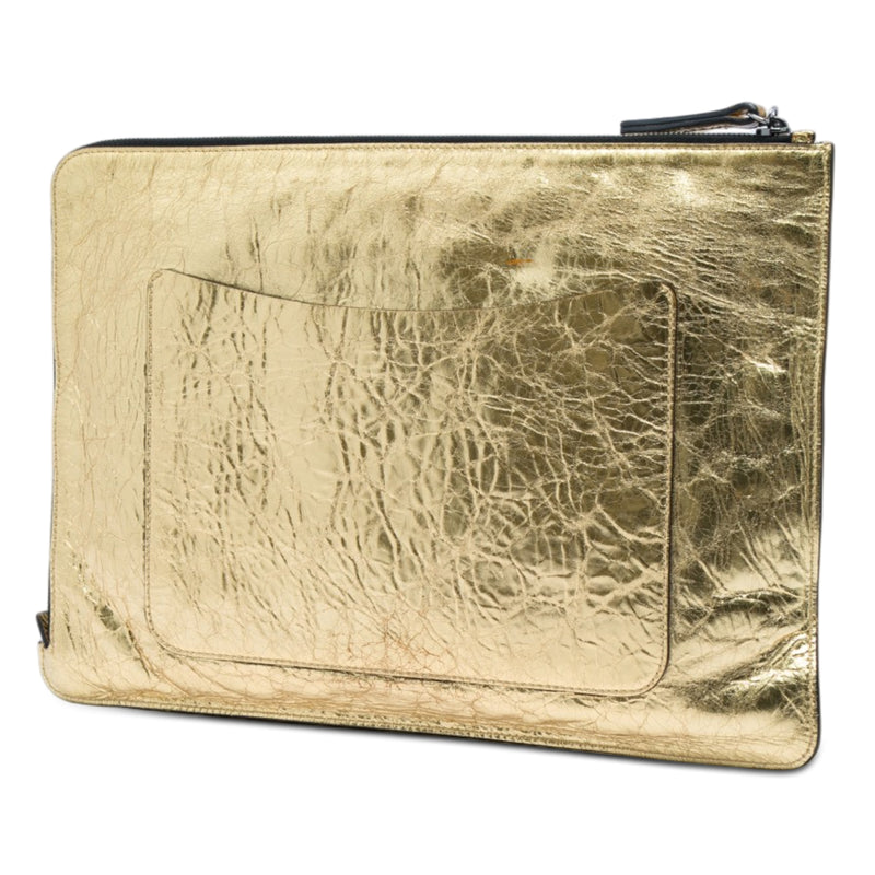 Metallic Crinkled Calfskin Feministe Mais Feminine Pouch - Image 2