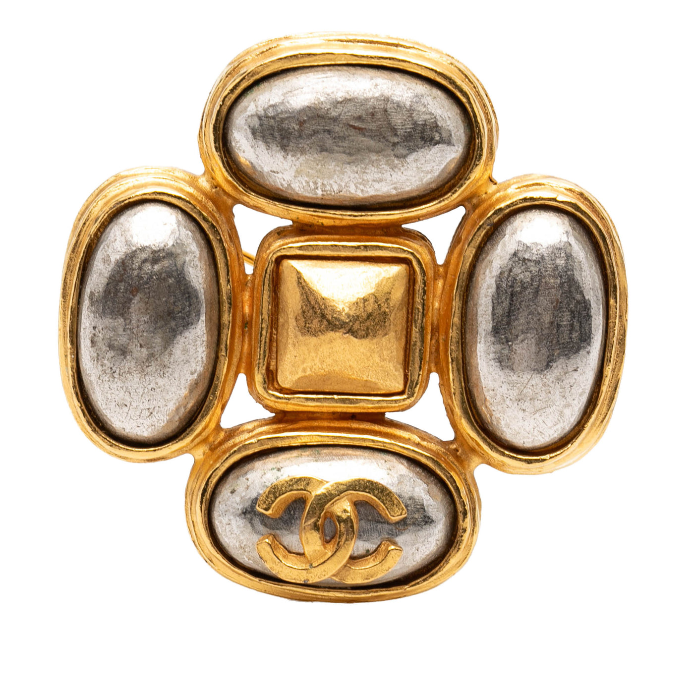 CC Gold Plated Gripoix Clover Brooch - Image 1