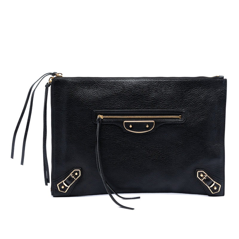 Goatskin Motocross Classic Metallic Edge Clutch