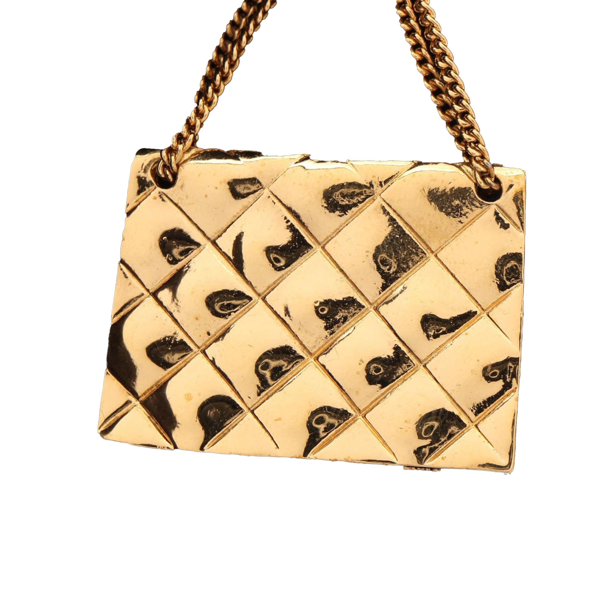 CC Gold Plated Quilted Bag Brooch - Image 5