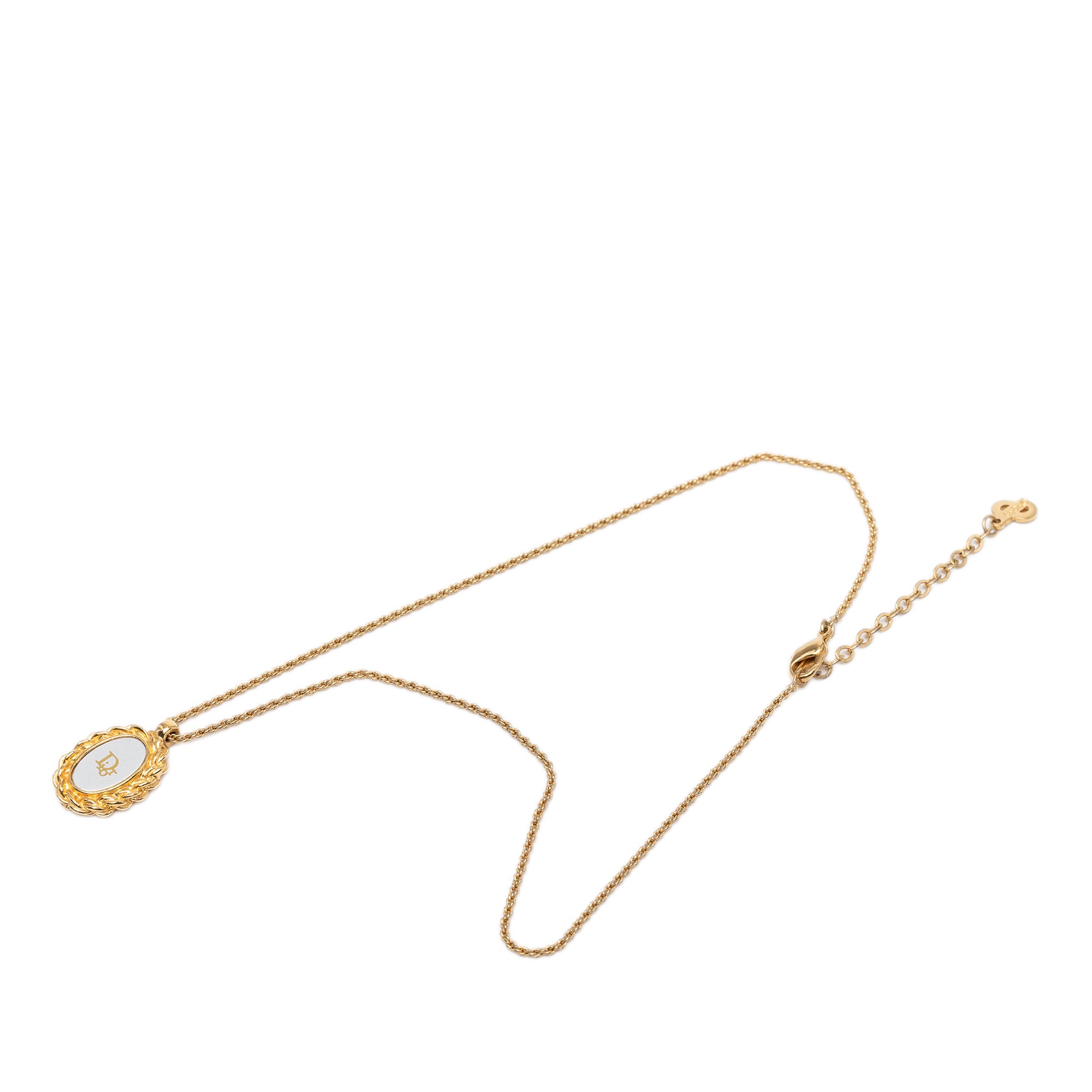Gold Plated Resin Logo Oval Pendant Necklace - Image 1