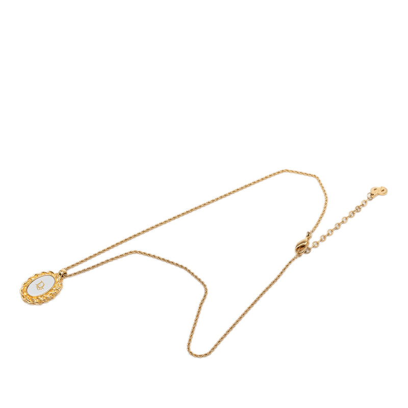 Gold Plated Resin Logo Oval Pendant Necklace