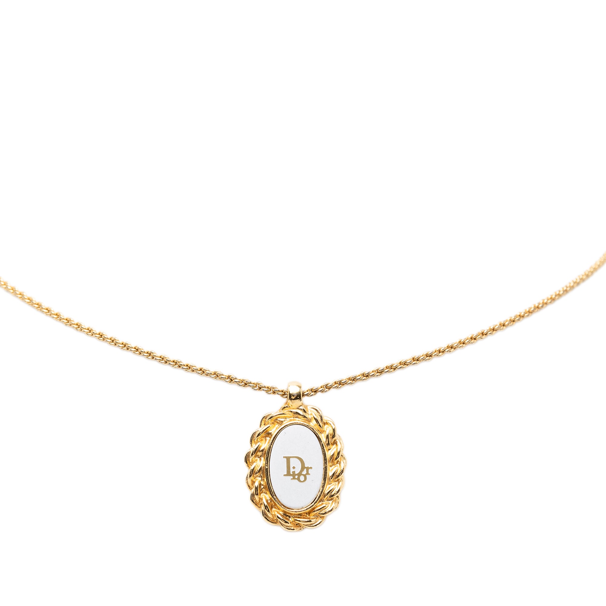 Gold Plated Resin Logo Oval Pendant Necklace - Image 2