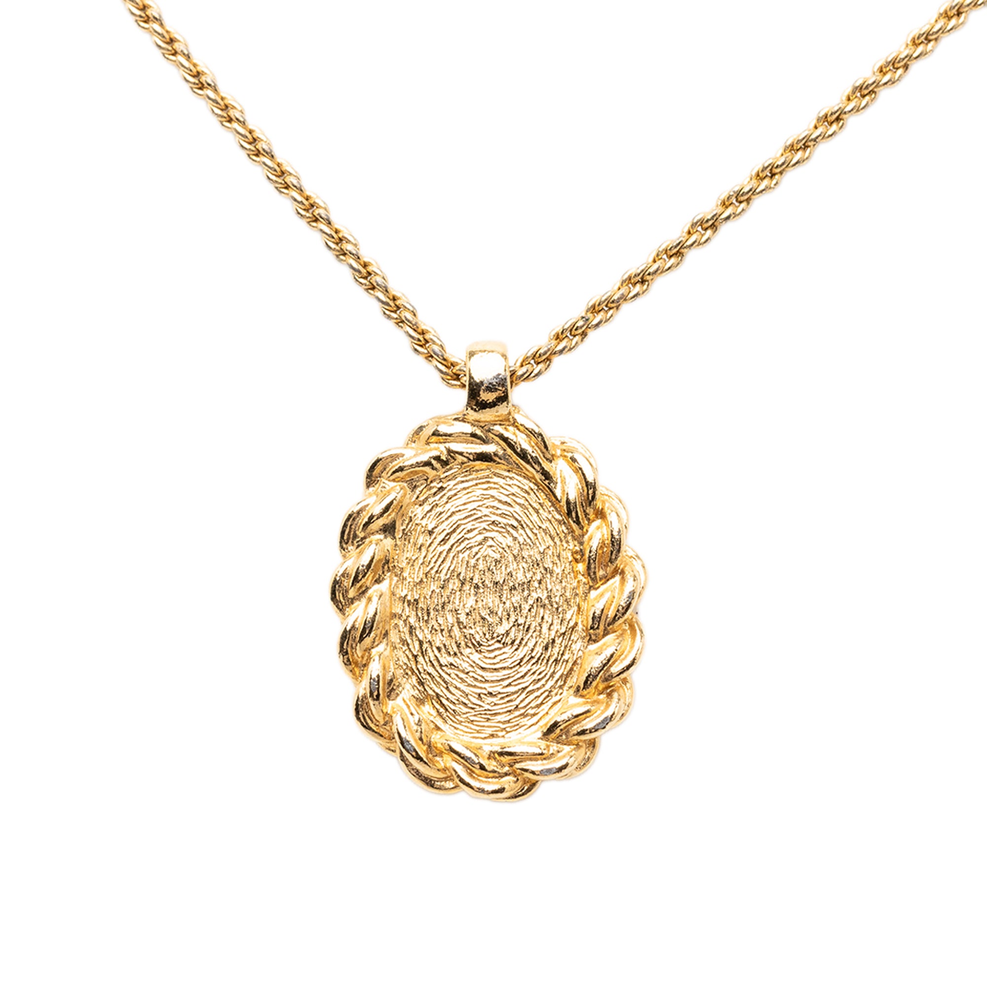 Gold Plated Resin Logo Oval Pendant Necklace - Image 3