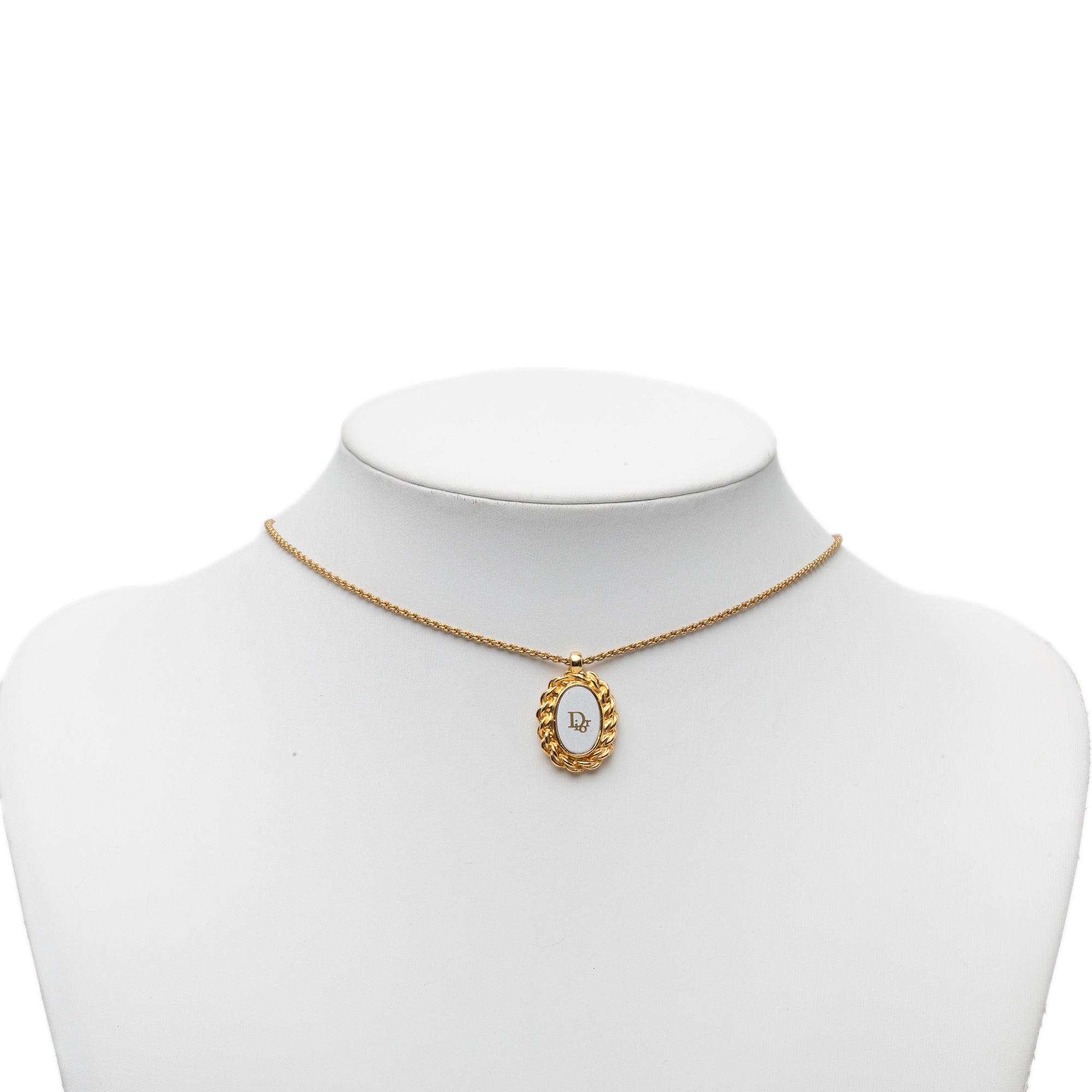 Gold Plated Resin Logo Oval Pendant Necklace - Image 6