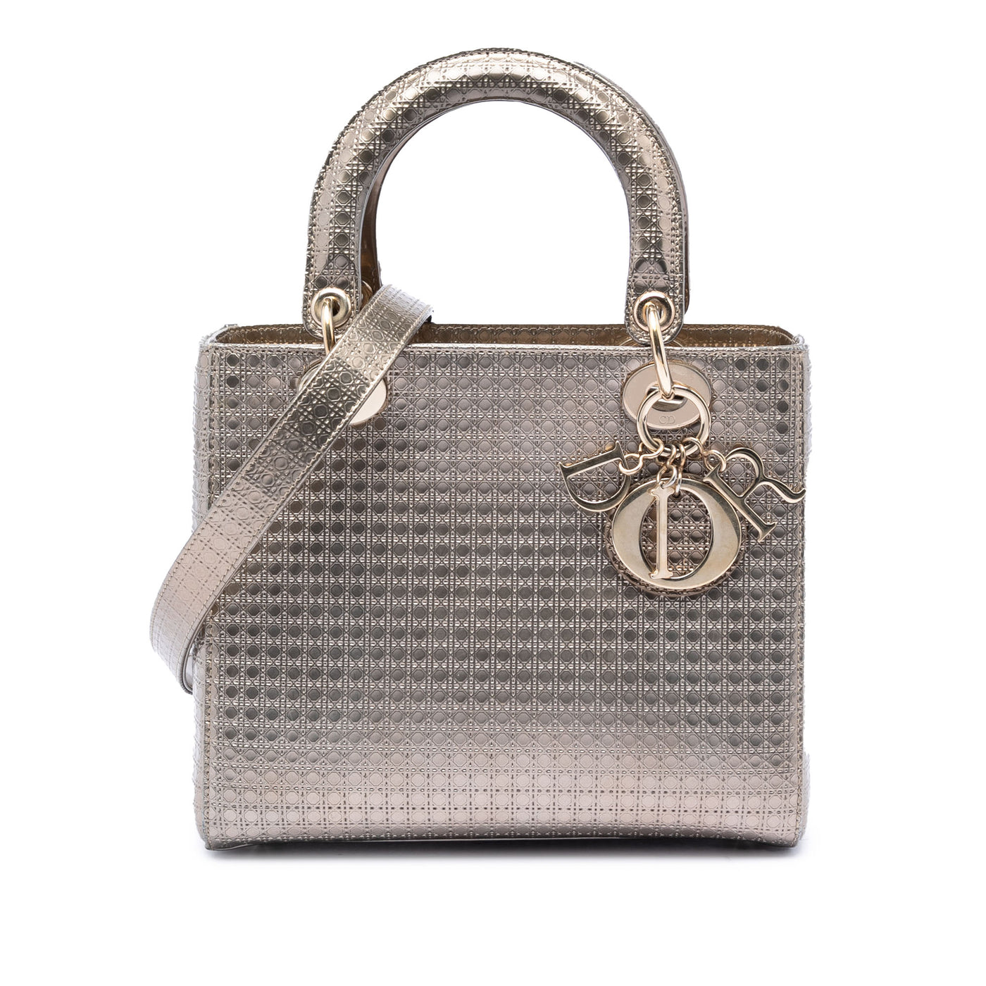 Medium Metallic Patent Microcannage Lady Dior - Image 1