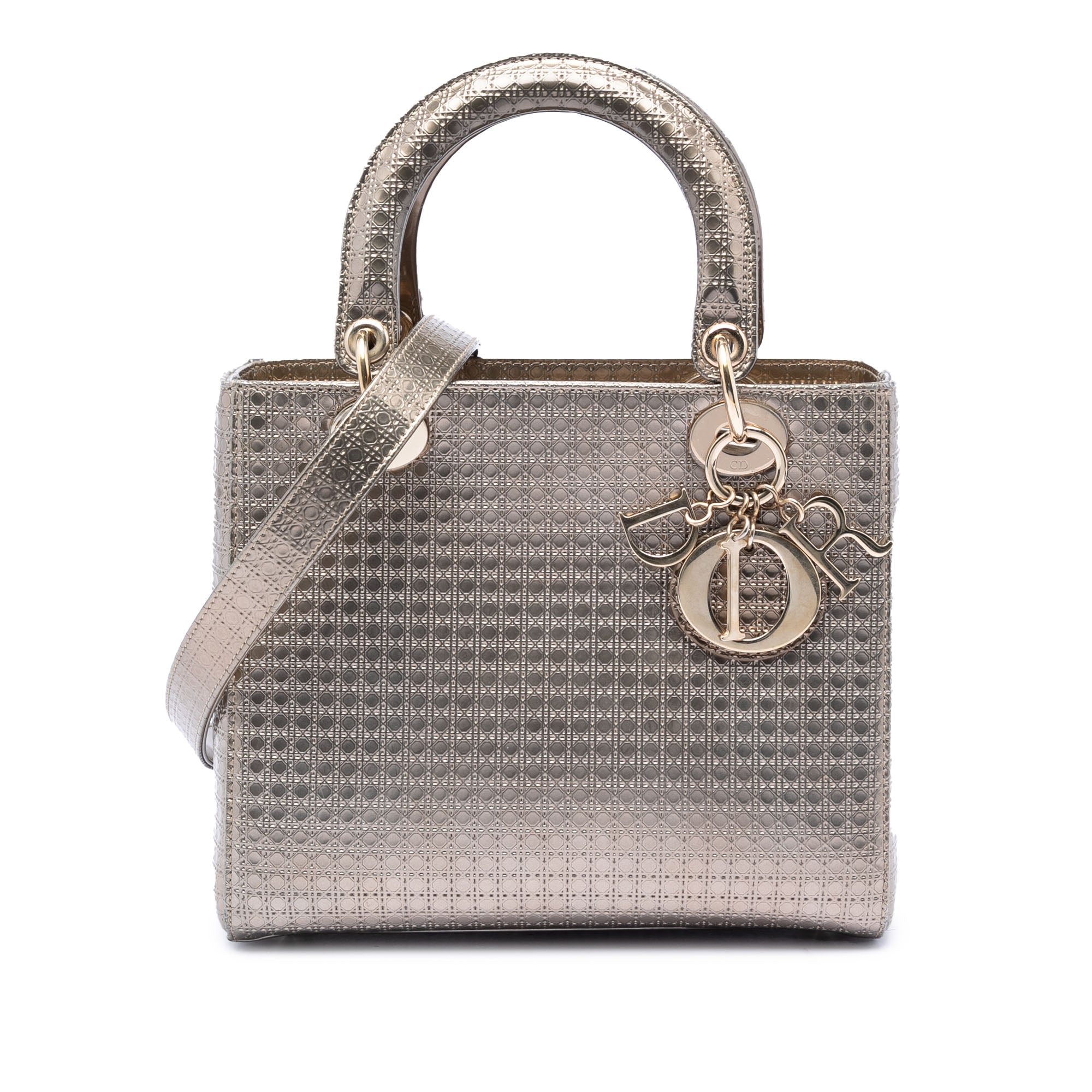 Medium Metallic Patent Microcannage Lady Dior - Image 1
