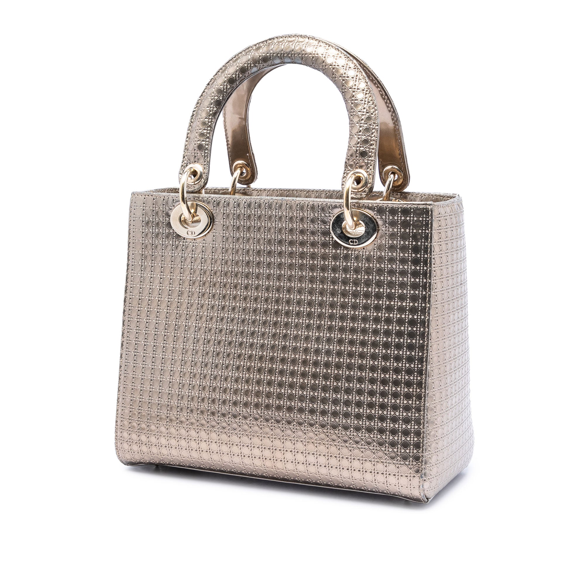 Medium Metallic Patent Microcannage Lady Dior - Image 2