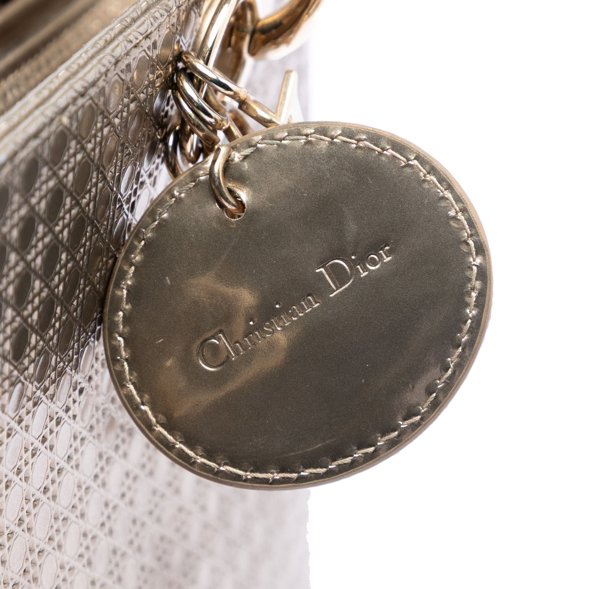 Medium Metallic Patent Microcannage Lady Dior - Image 5