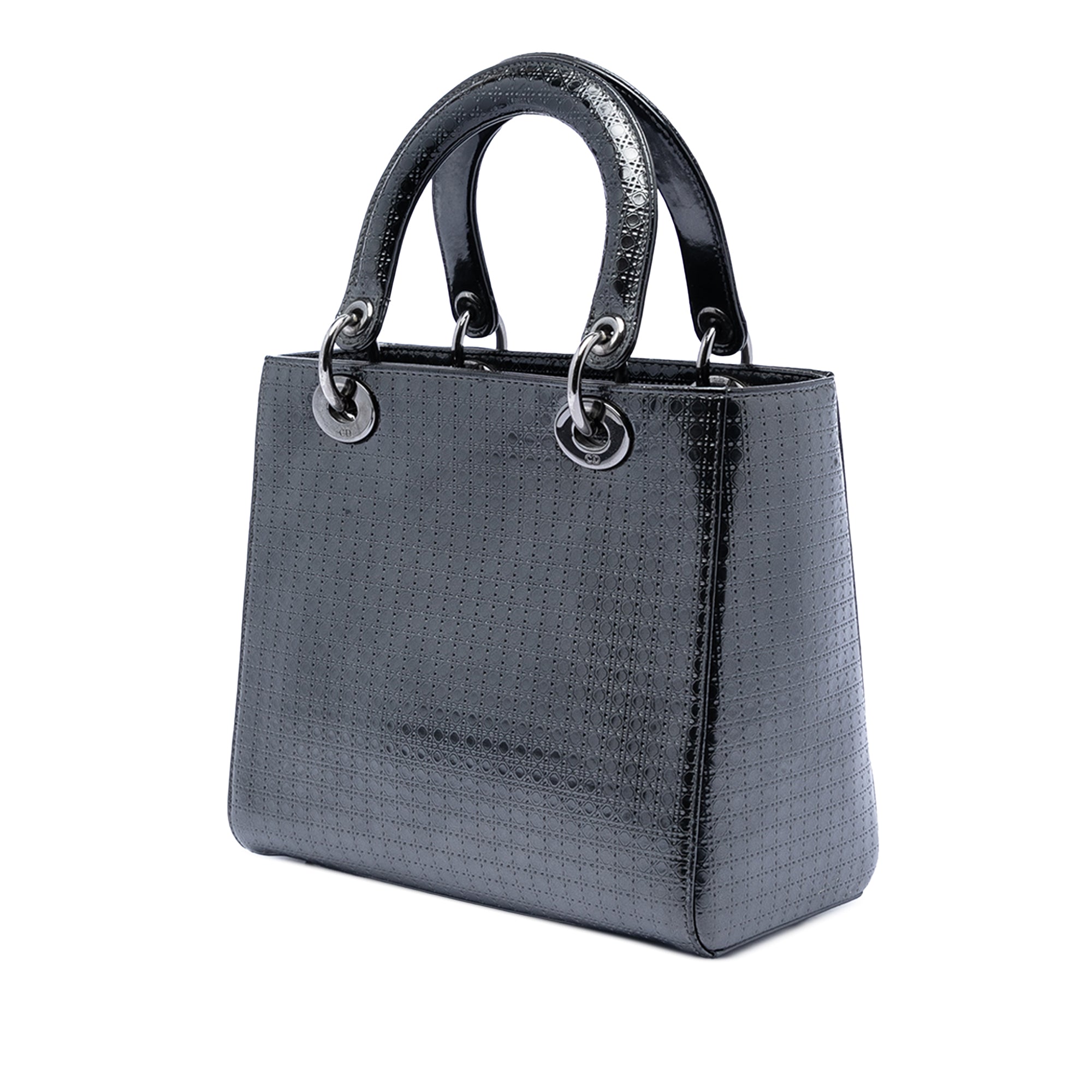 Medium Metallic Patent Microcannage Lady Dior - Image 2