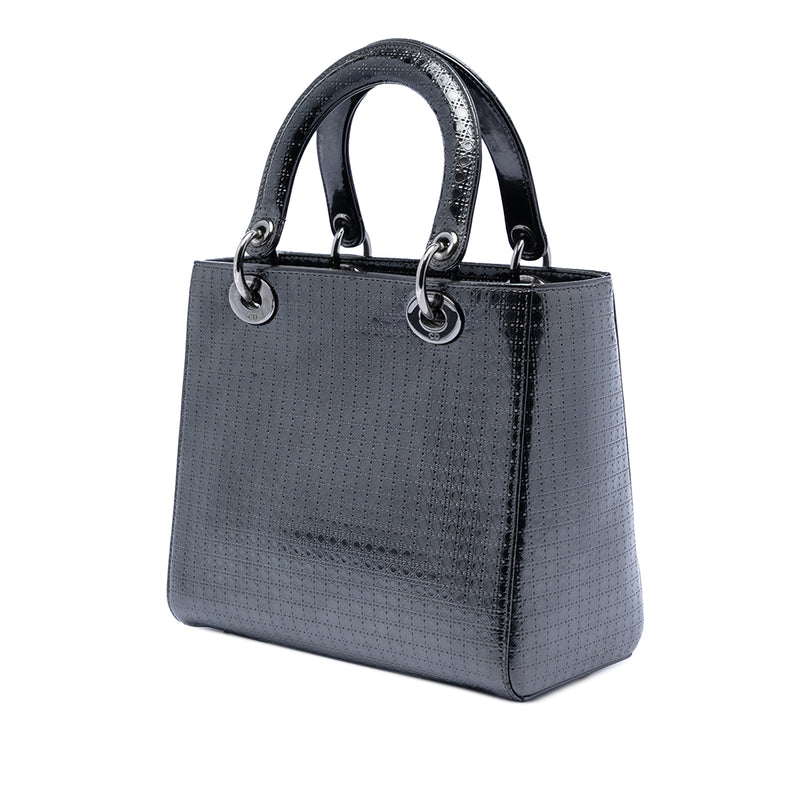 Medium Metallic Patent Microcannage Lady Dior - Image 2
