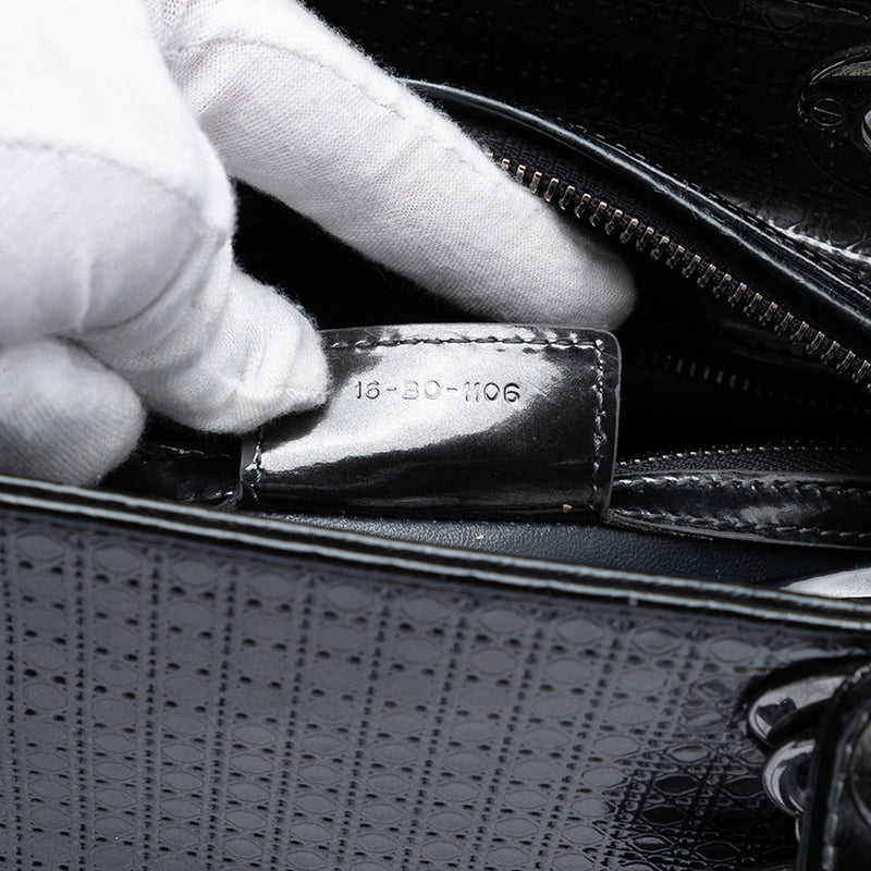 Medium Metallic Patent Microcannage Lady Dior - Image 6