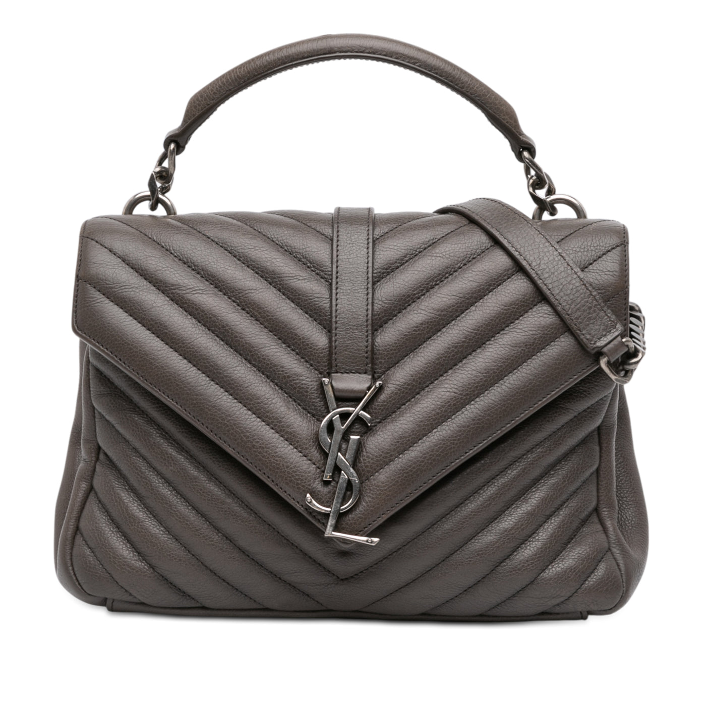 Medium Chevron Sheepskin Monogram College Satchel - Image 1