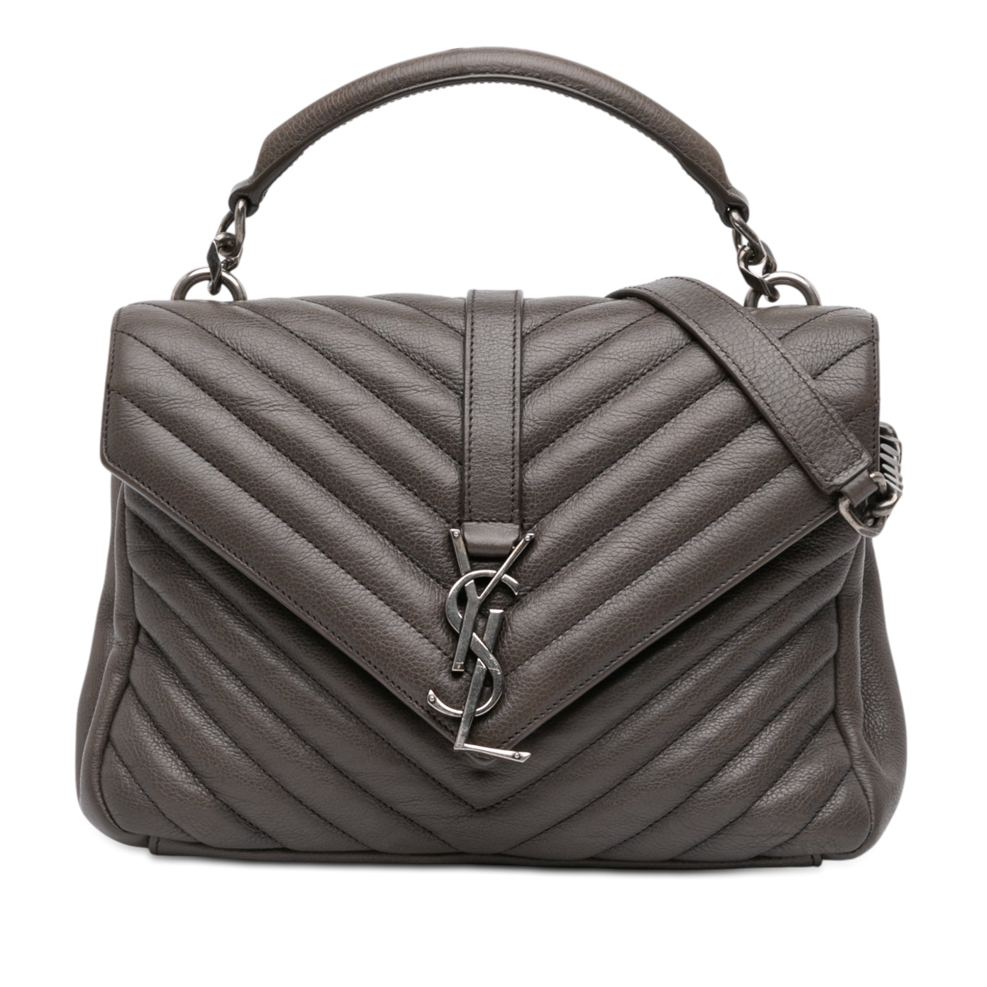 Medium Chevron Sheepskin Monogram College Satchel - Image 1
