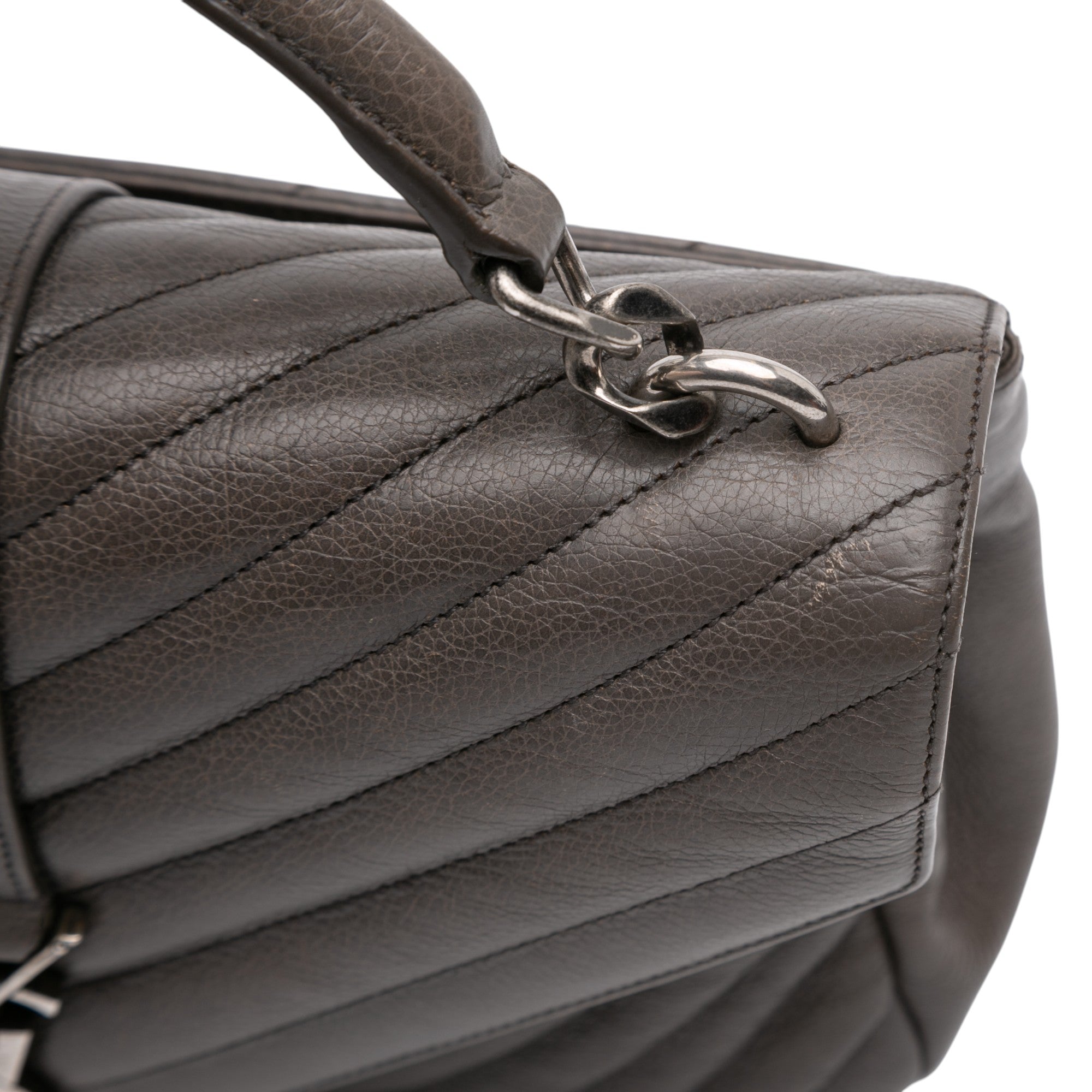 Medium Chevron Sheepskin Monogram College Satchel - Image 8