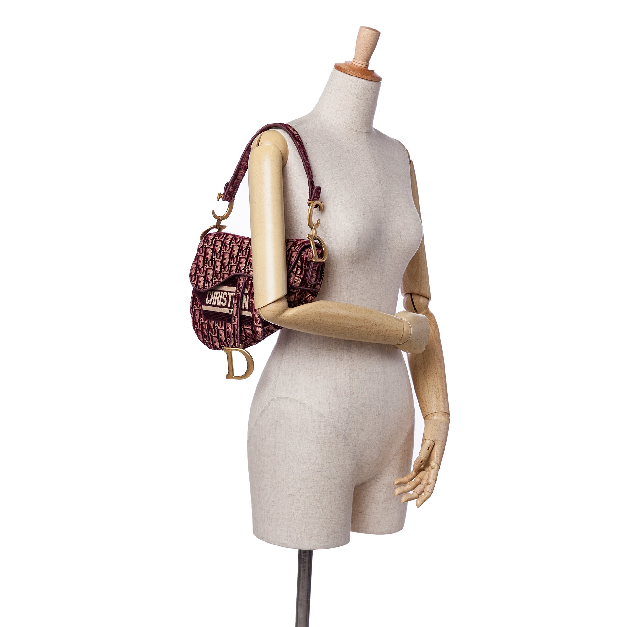 Oblique Velvet Embroidered Saddle Bag - Image 10