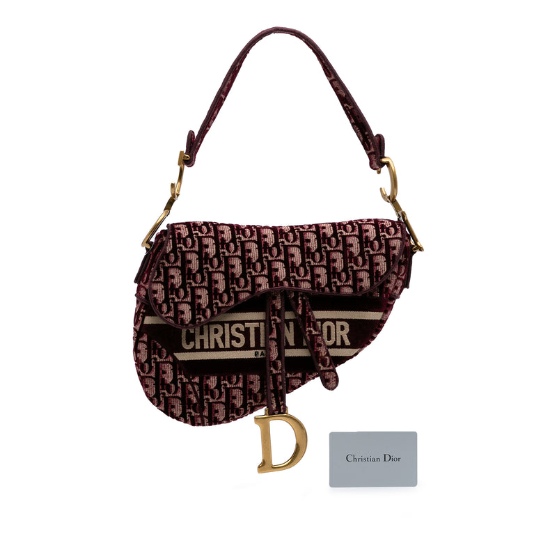 Oblique Velvet Embroidered Saddle Bag - Image 11