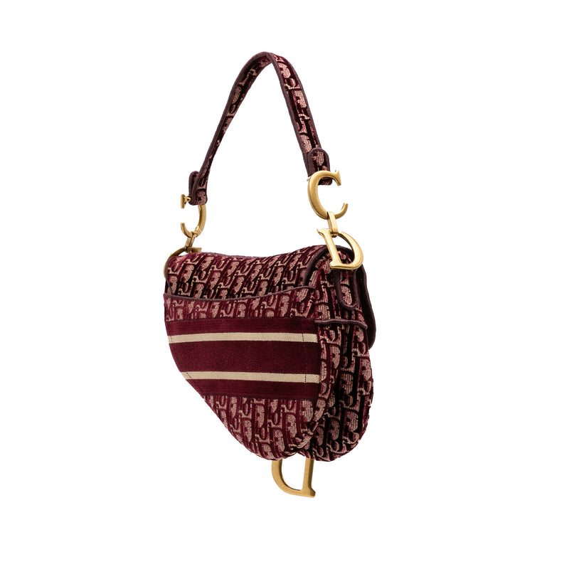 Oblique Velvet Embroidered Saddle Bag - Image 2