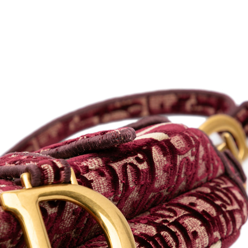 Oblique Velvet Embroidered Saddle Bag - Image 7