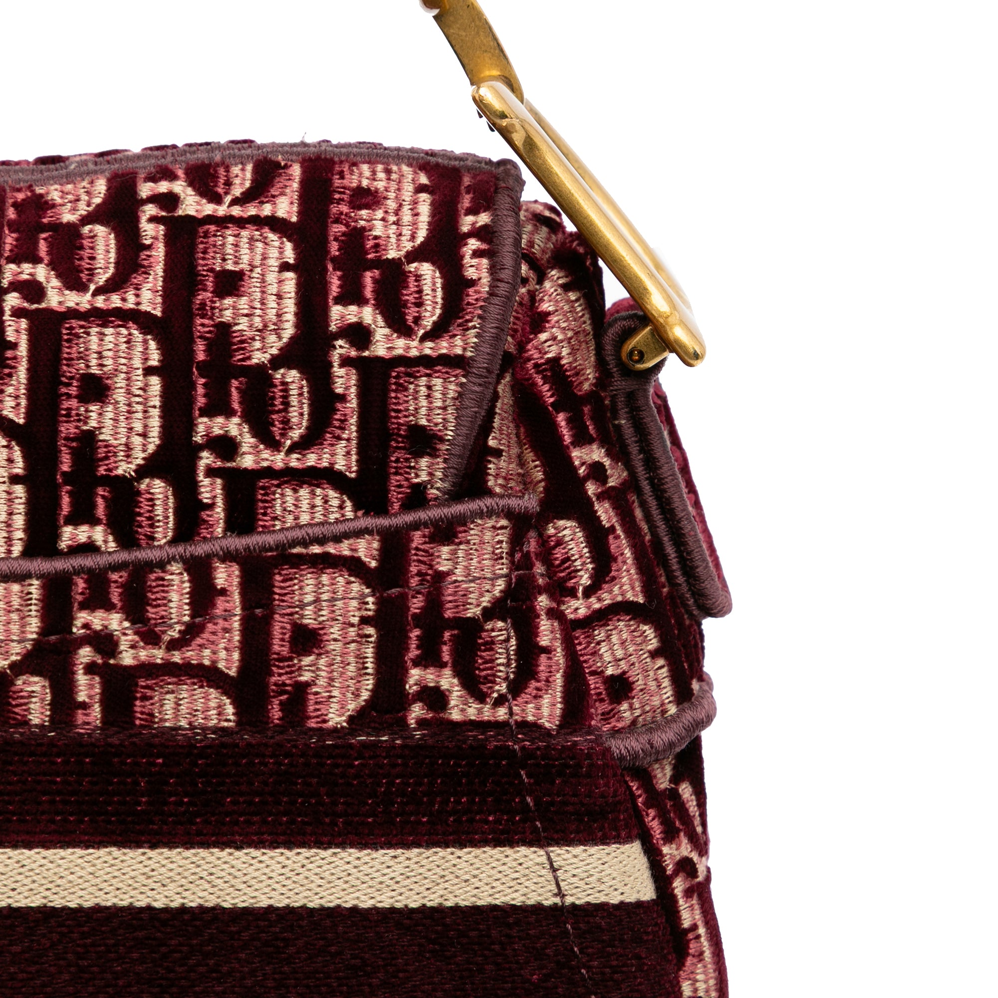 Oblique Velvet Embroidered Saddle Bag - Image 8