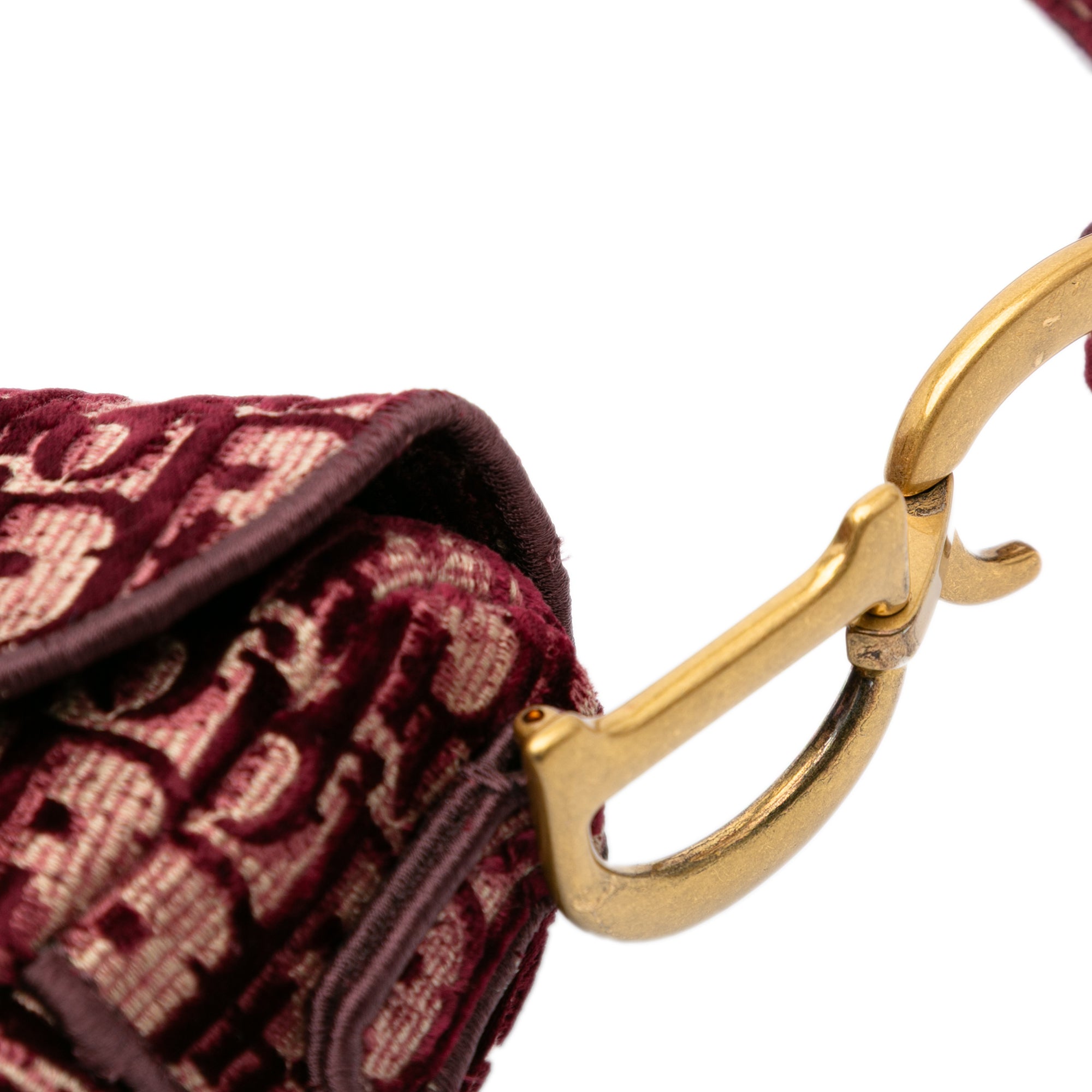 Oblique Velvet Embroidered Saddle Bag - Image 9