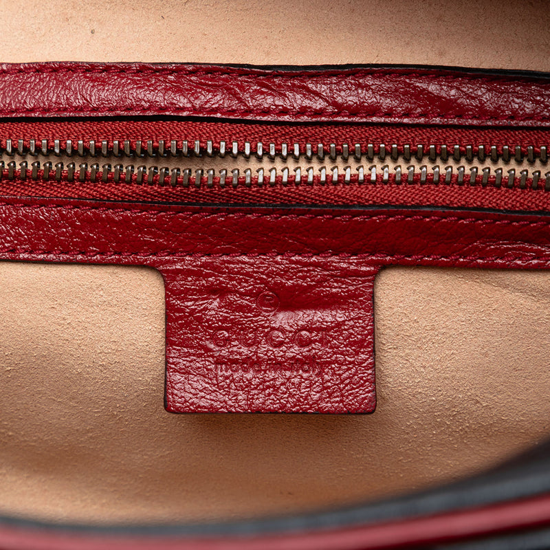 Small GG Marmont Matelasse Diagonal Leather Torchon Bamboo Satchel - Image 5