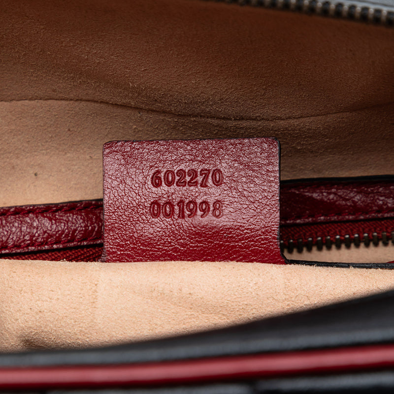 Small GG Marmont Matelasse Diagonal Leather Torchon Bamboo Satchel - Image 6