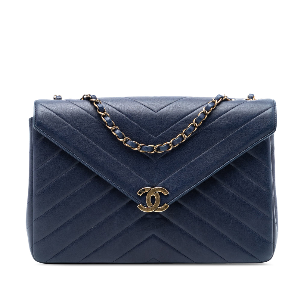 Medium Chevron Calfskin Coco Envelope Flap · HEWI