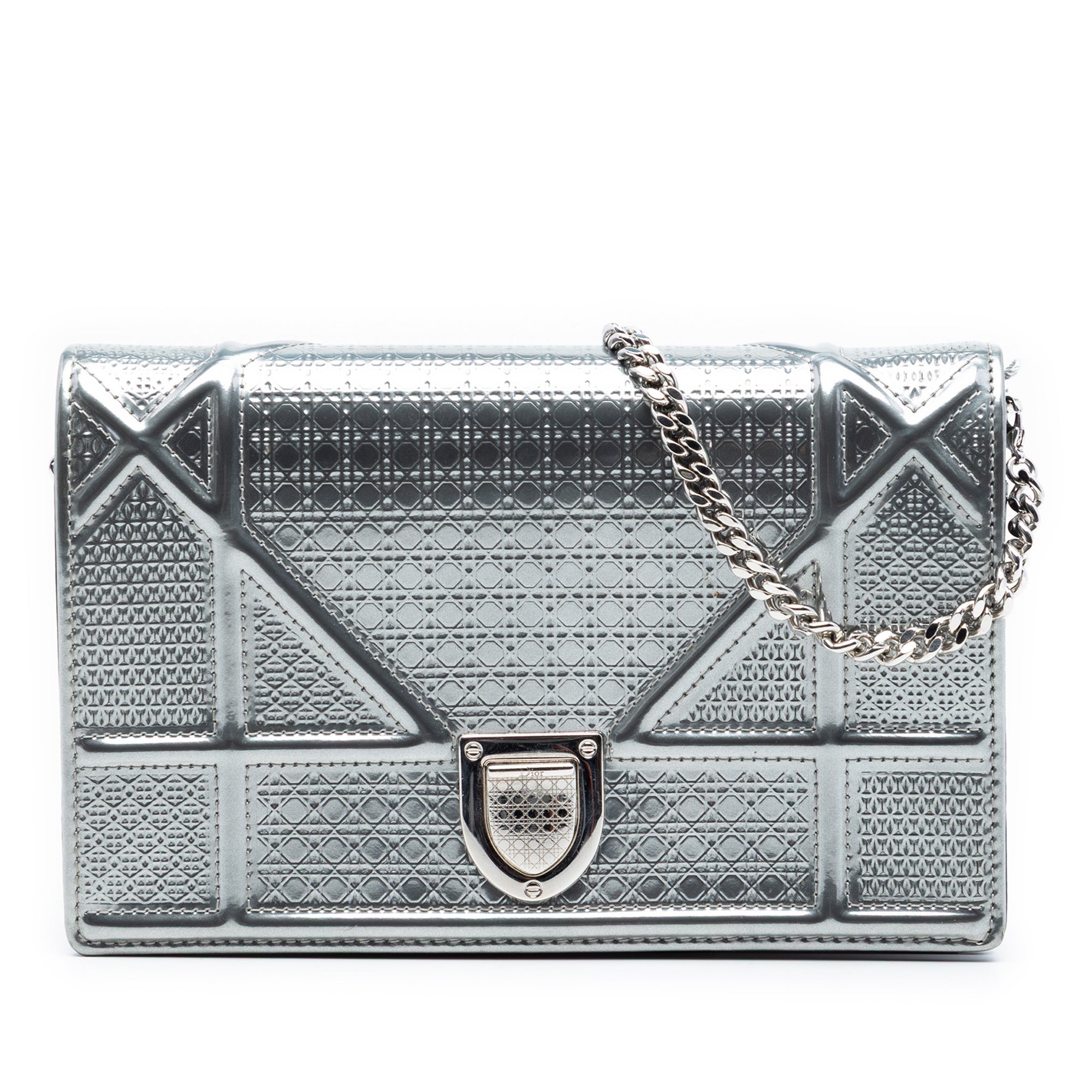 Metallic Patent Microcannage Diorama Wallet on Chain - Image 1