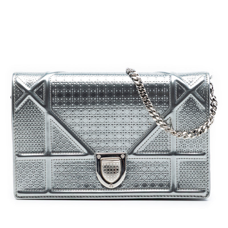 Metallic Patent Microcannage Diorama Wallet on Chain