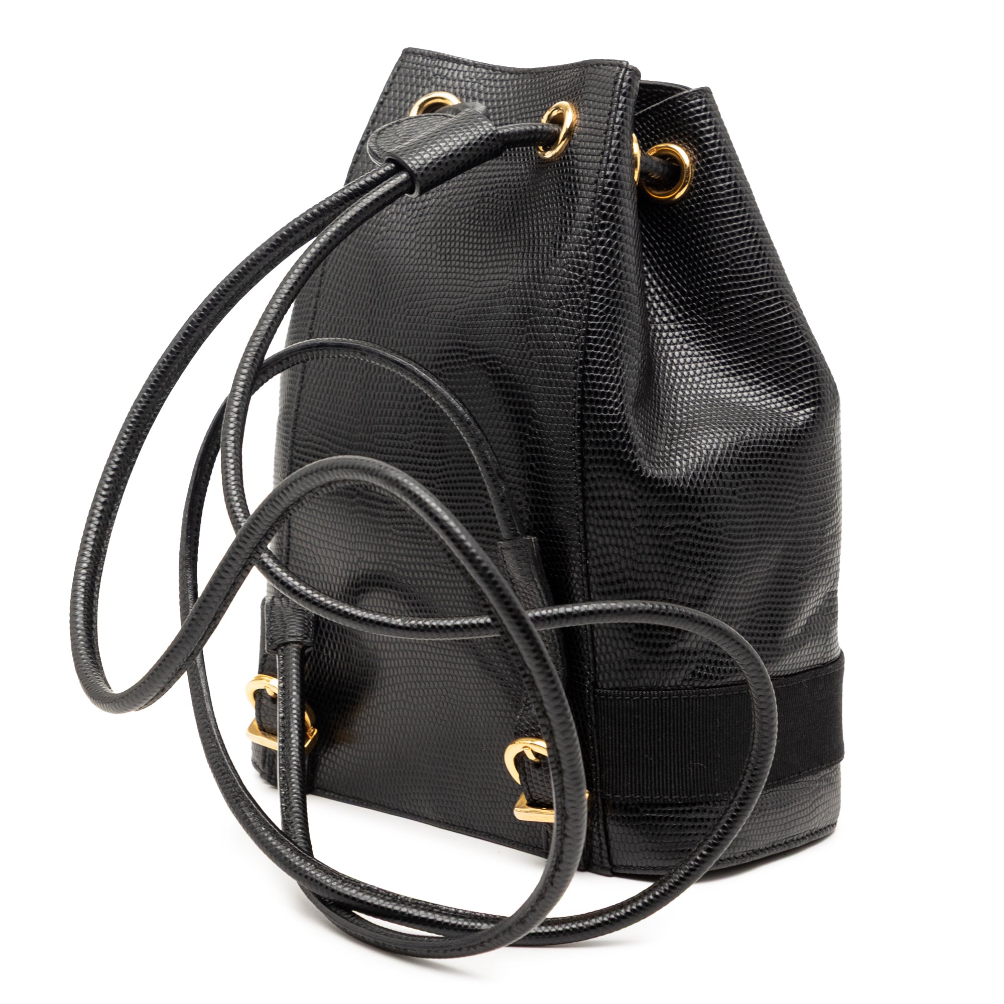 Lizard Embossed Leather Vara Bow Drawstring Backpack - Image 2